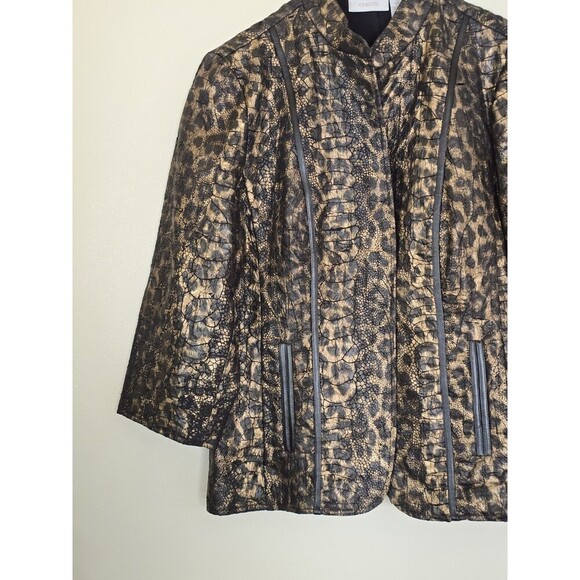 Chico's Textured Leopard Print Open Blazer Jacket Womens Size 2 Large 12 Animal - Picture 5 of 11